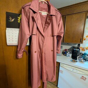 Worthington Essentials Womens 16 Dusty Rose Trench Coat Vintage Raincoat Belt